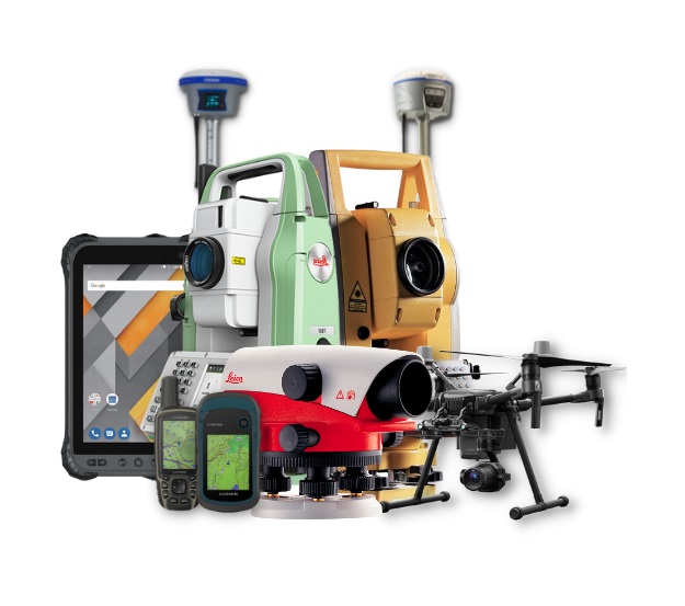 Estaciones totales, receptores GNSS, nivel automático, colector y dron topográfico